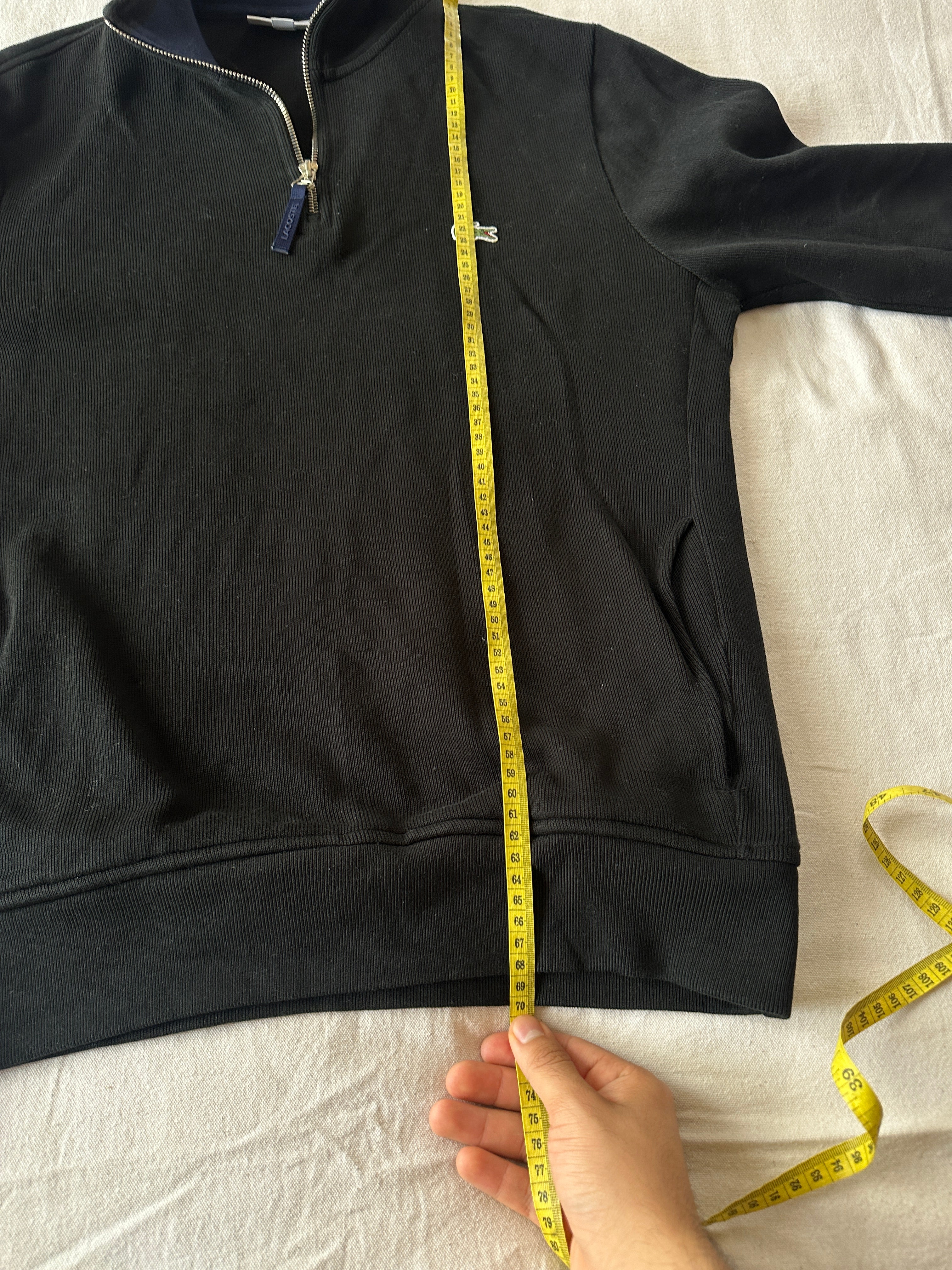 Lacoste — Quarterzip Negro, Talla L