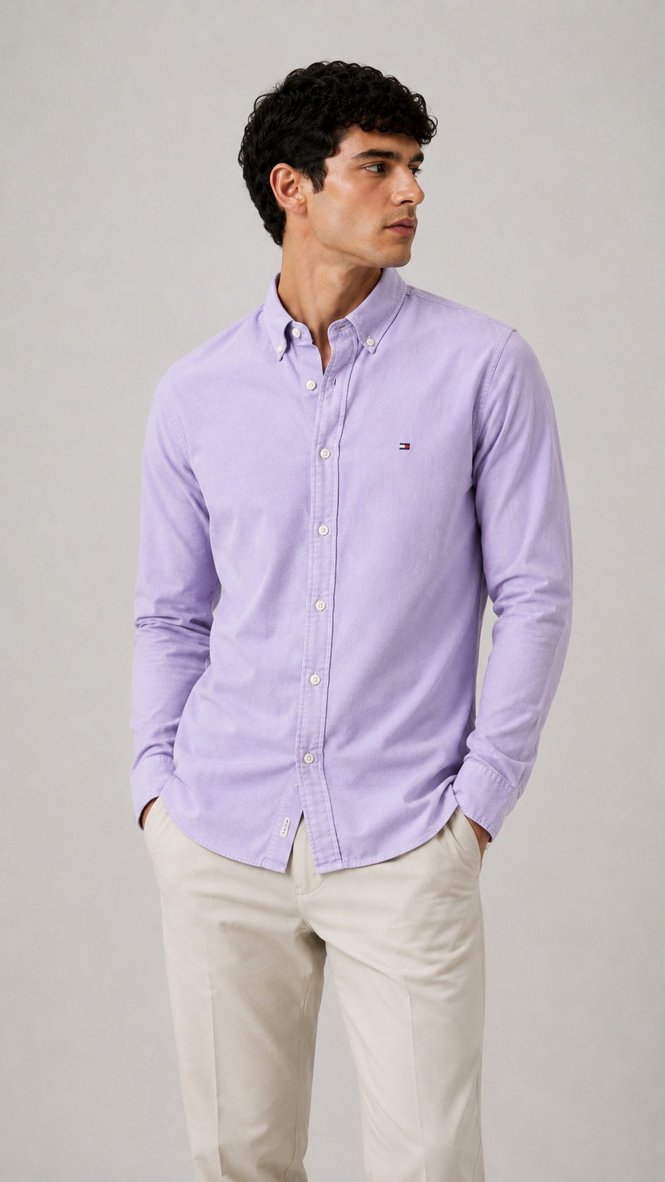 Tommy Hilfiger — Camisa Morada Claro, Talla XS