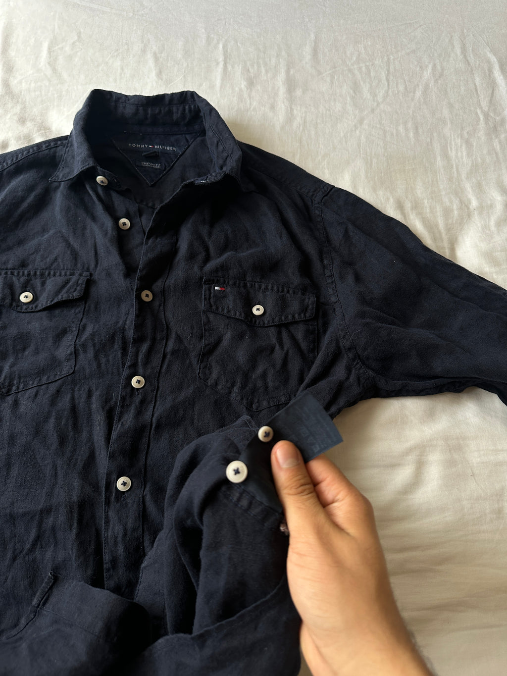 1. Tommy Hilfiger — Camisa Lino, Talla M