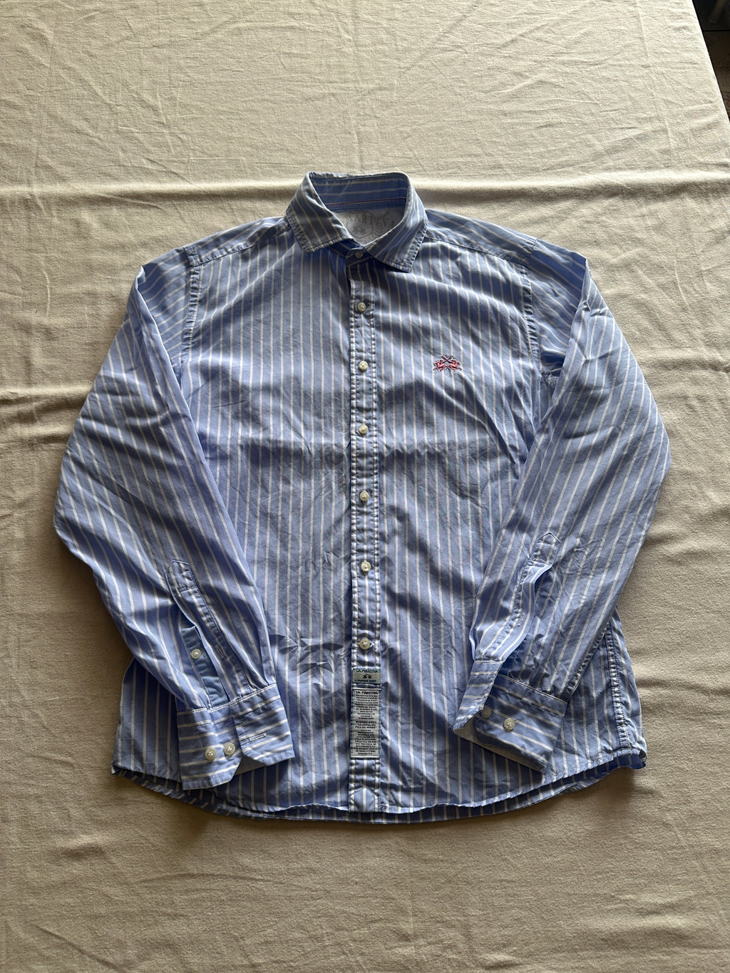 La Martina — Camisa Rayas Celeste, Talla S