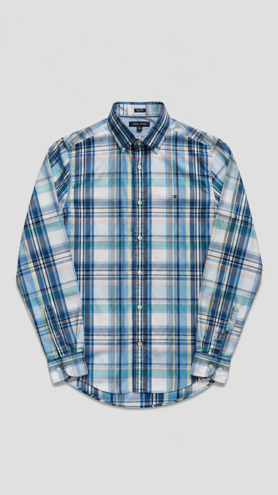 Tommy Hilfiger — Camisa Cuadros Azules, Talla S