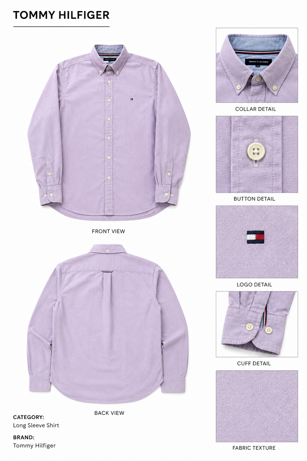 Tommy Hilfiger — Camisa Morada Claro, Talla XS