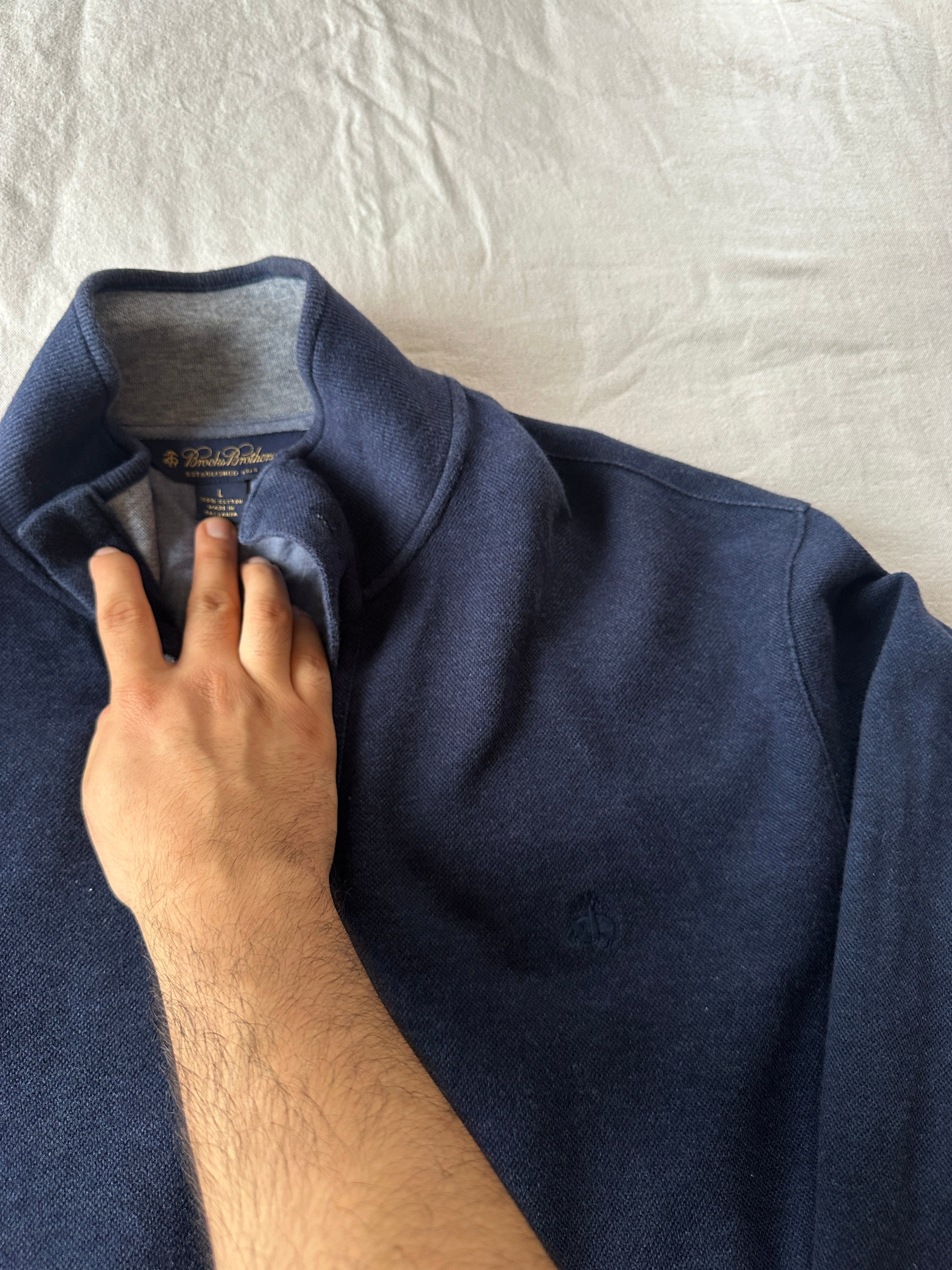 Brooks Brothers — Quarterzip Azul, Talla L