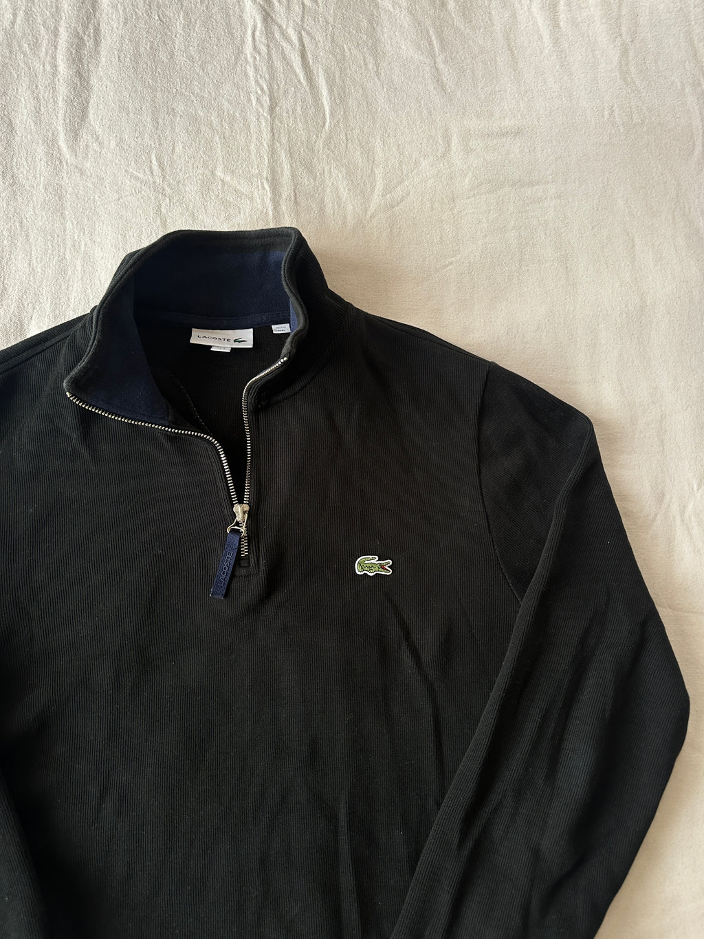 Lacoste — Quarterzip Negro, Talla L