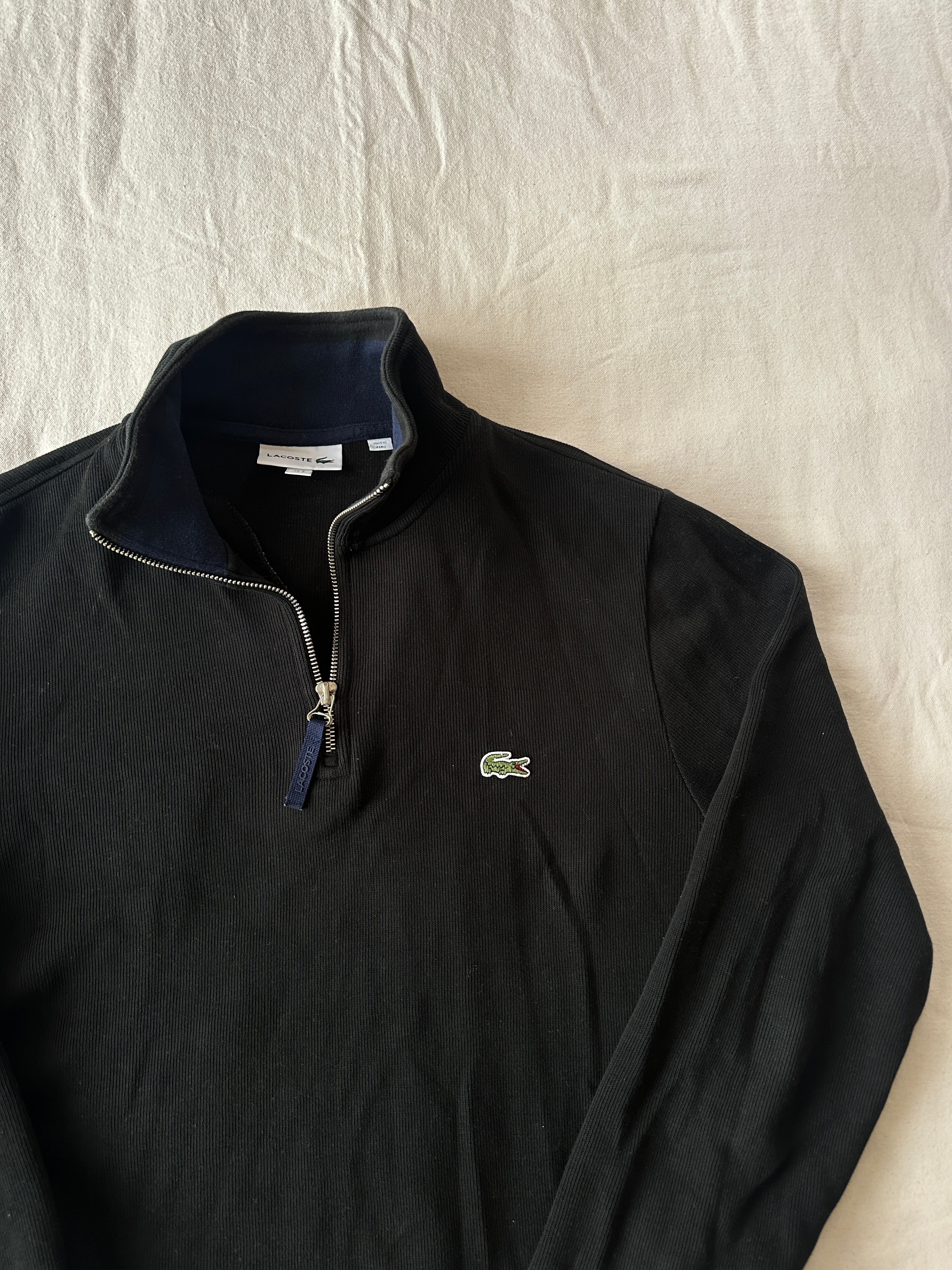 Lacoste — Quarterzip Negro, Talla L