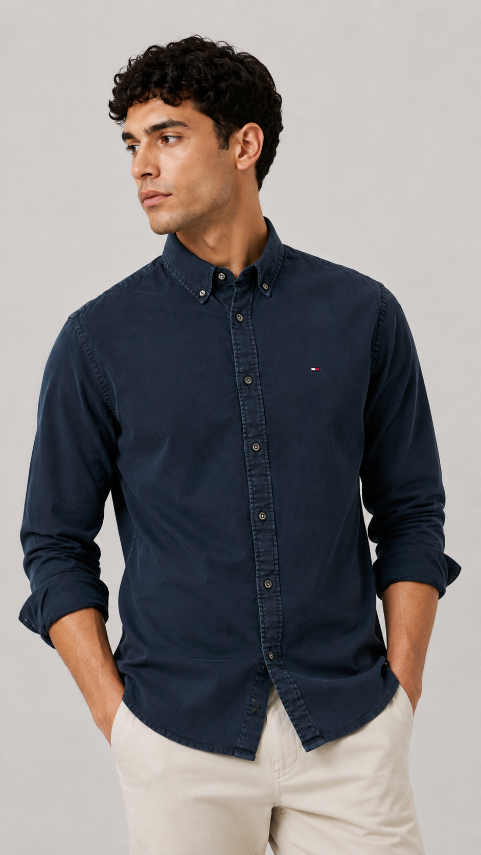 Tommy Hilfiger — Nuevo Camisa Azul Oscuro, Talla M