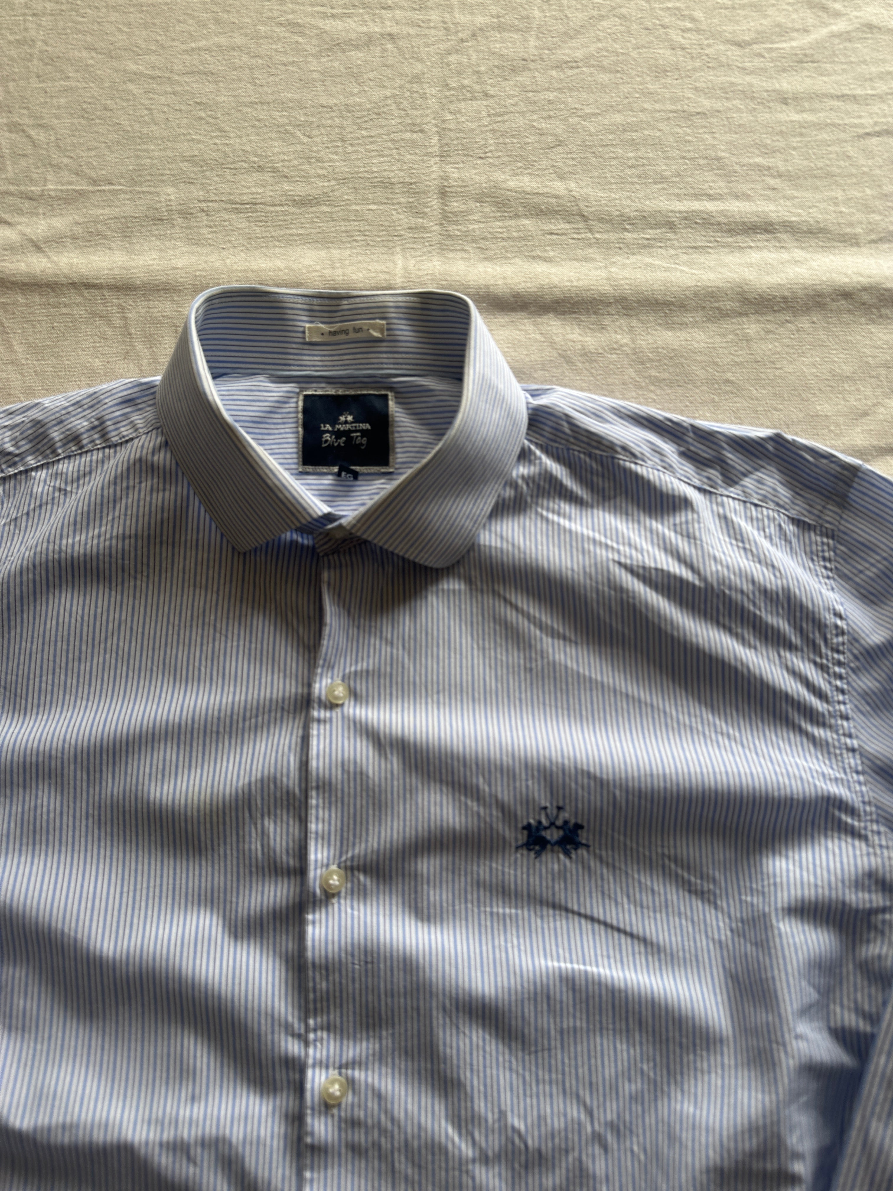 La Martina — Camisa Rayas Blue Tag, Talla XL