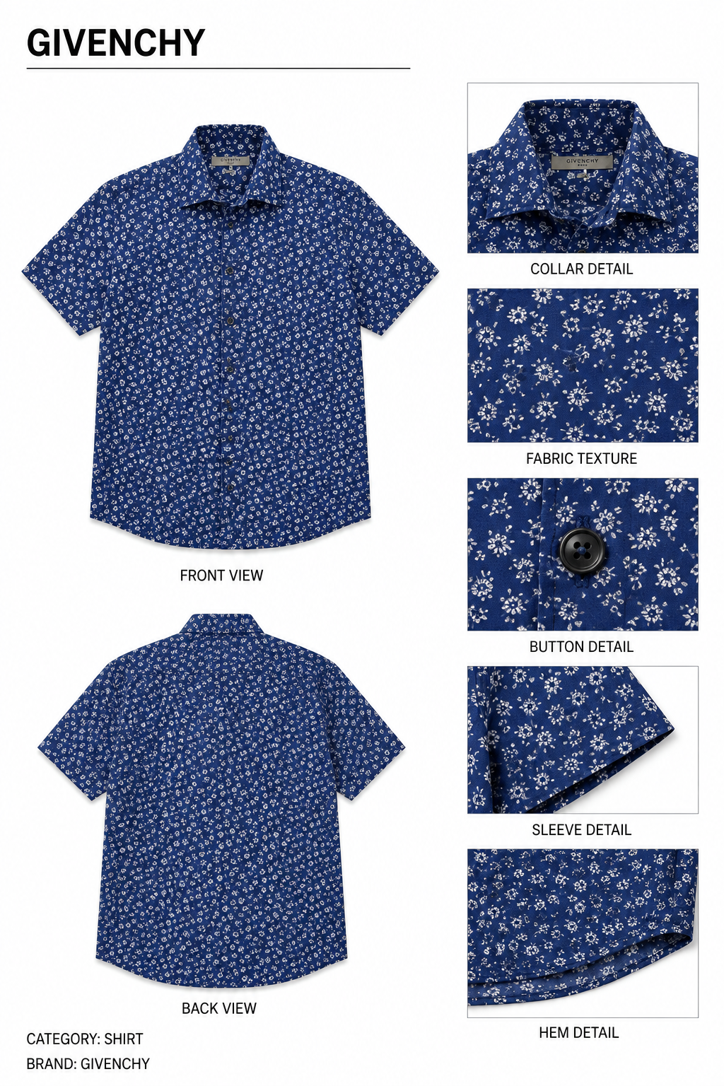 Givenchy — Camisa Manga Corta, Talla M