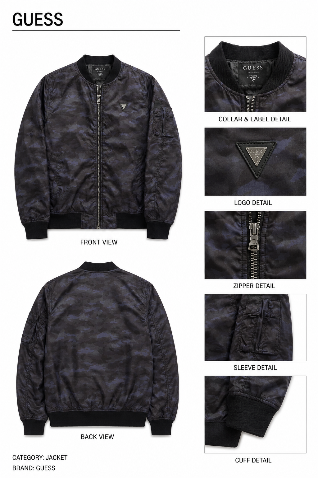 Guess — Casaca Bomber Camu, Talla S