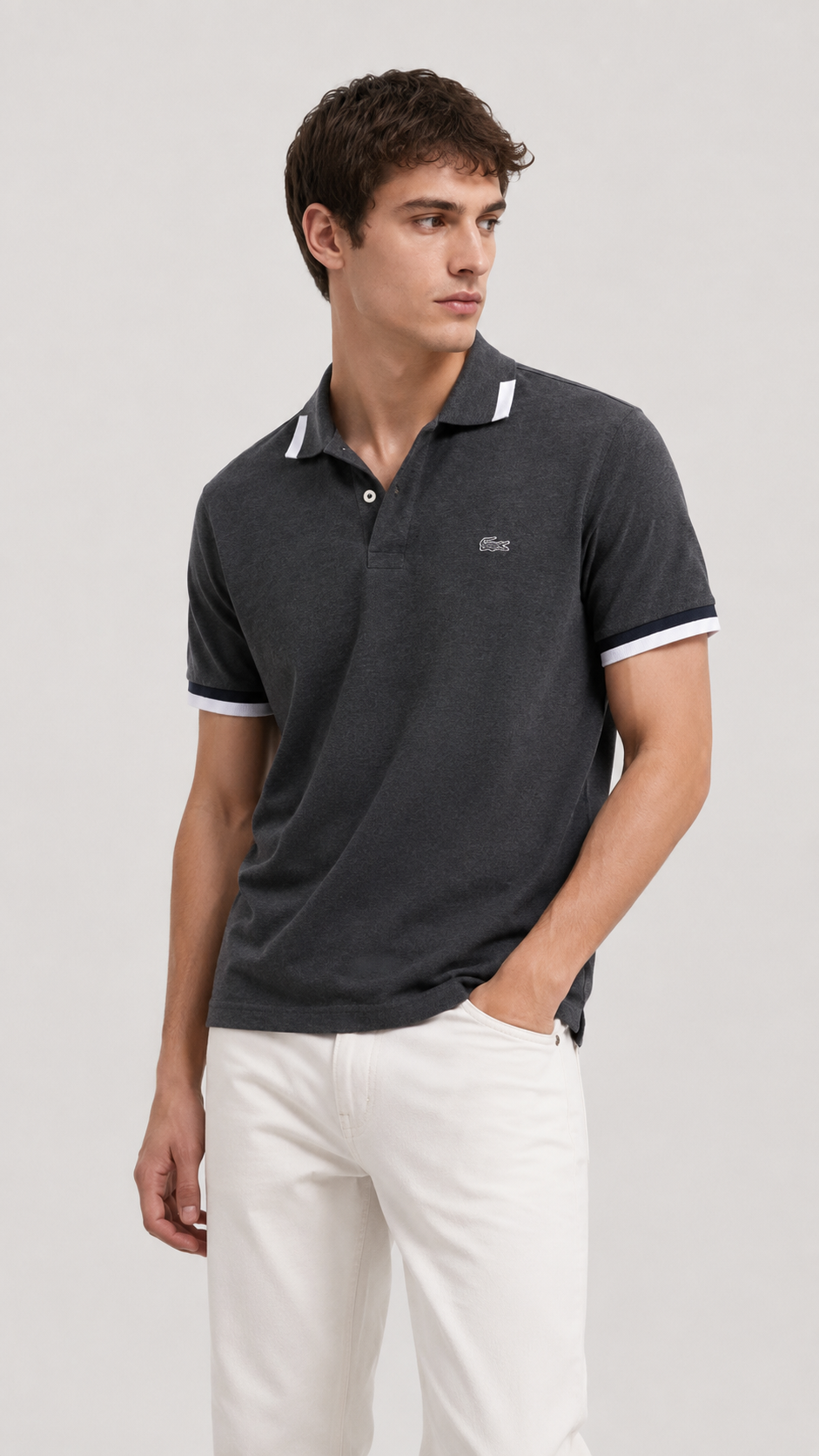 Lacoste — Camisero Gris, Talla L