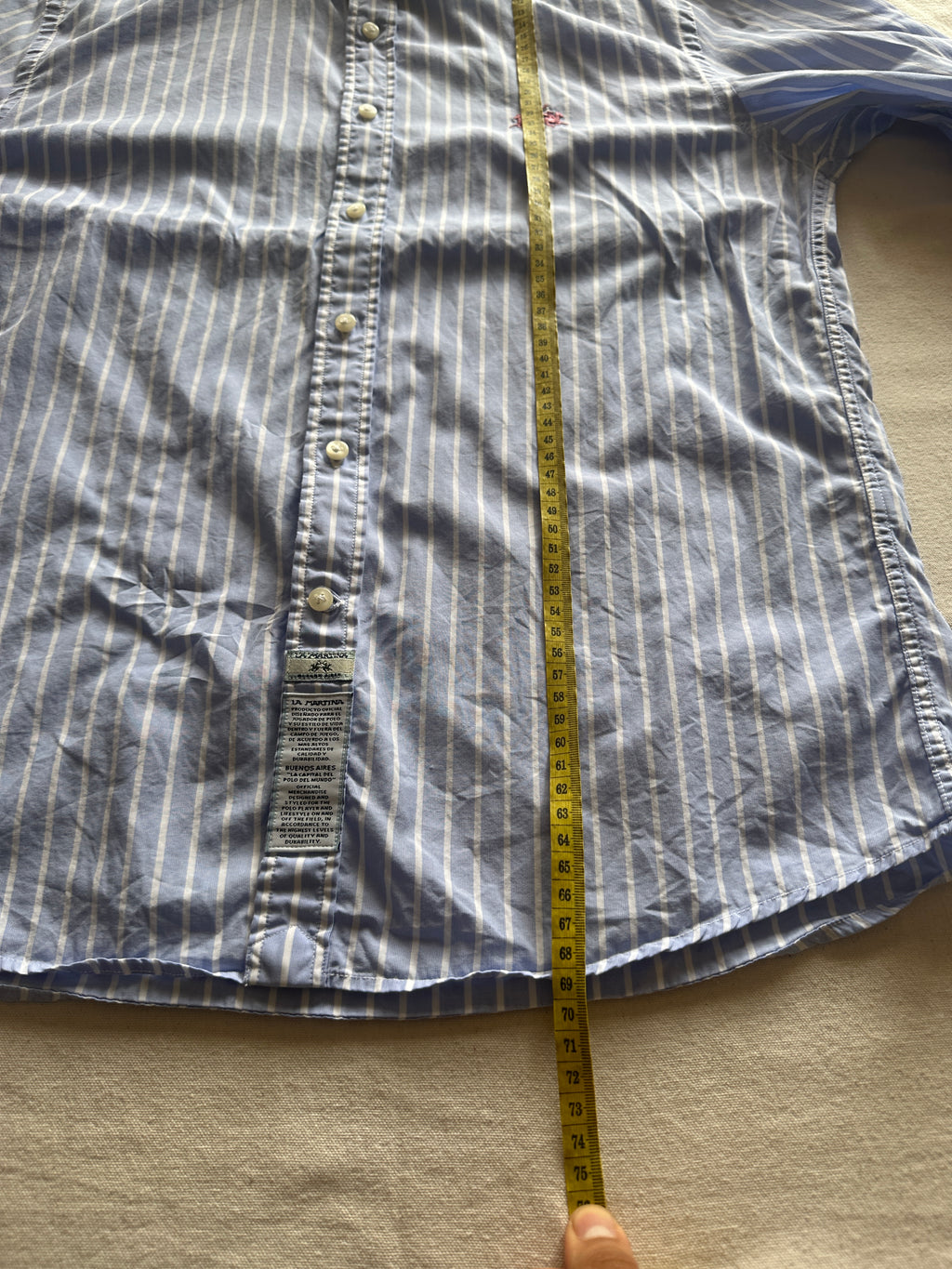 La Martina — Camisa Rayas Celeste, Talla S