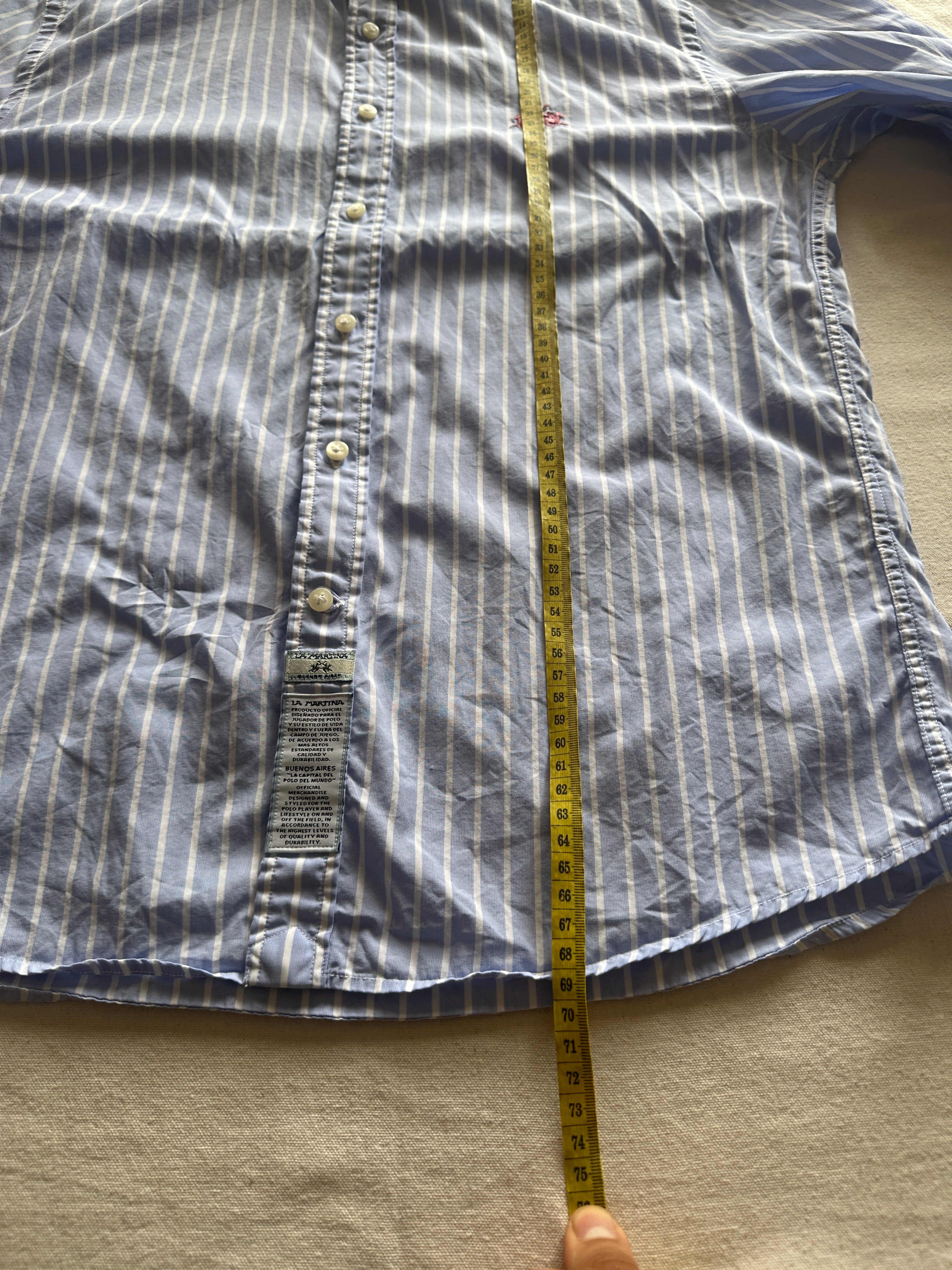 La Martina — Camisa Rayas Celeste, Talla S