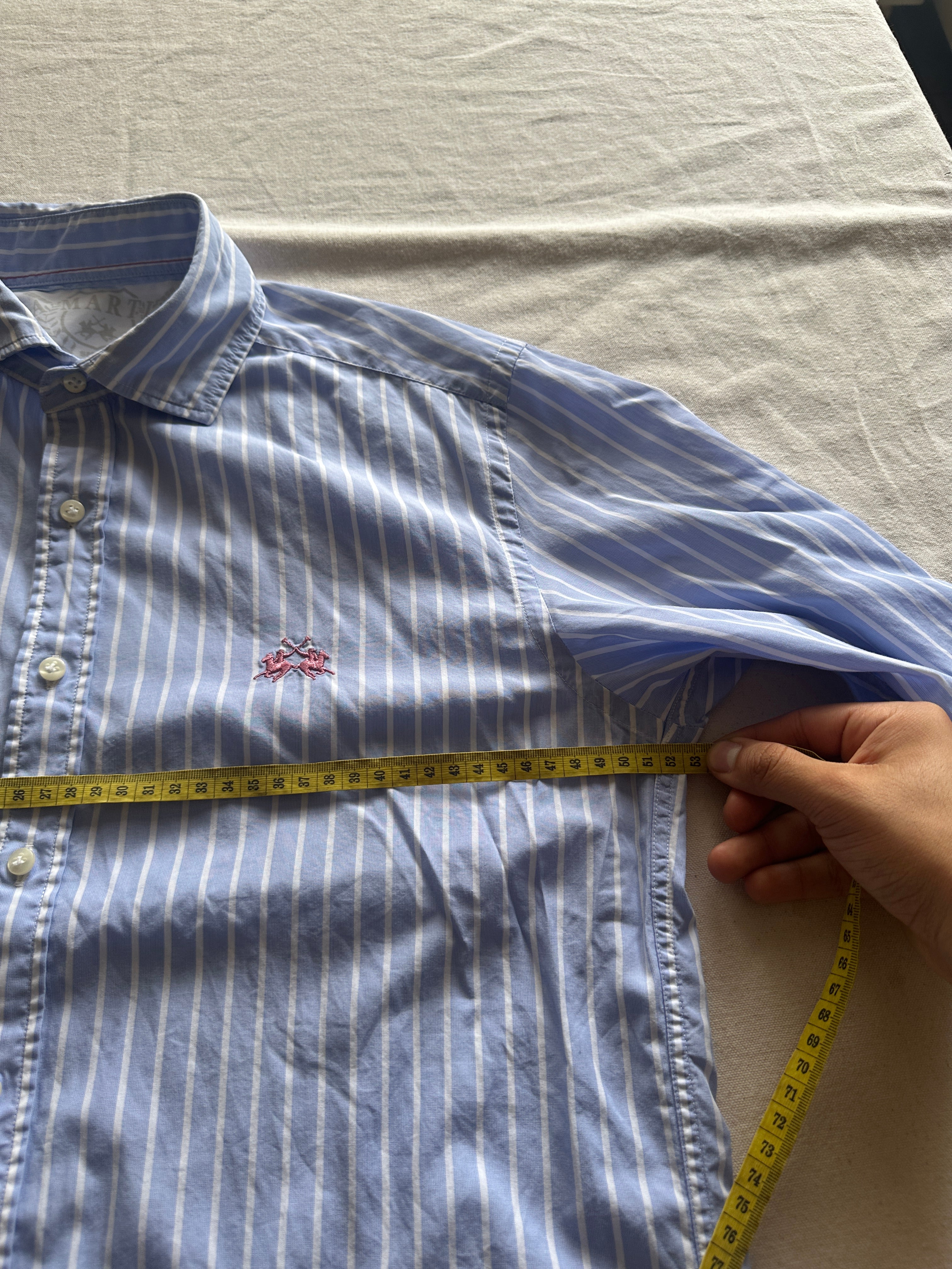 La Martina — Camisa Rayas Celeste, Talla S