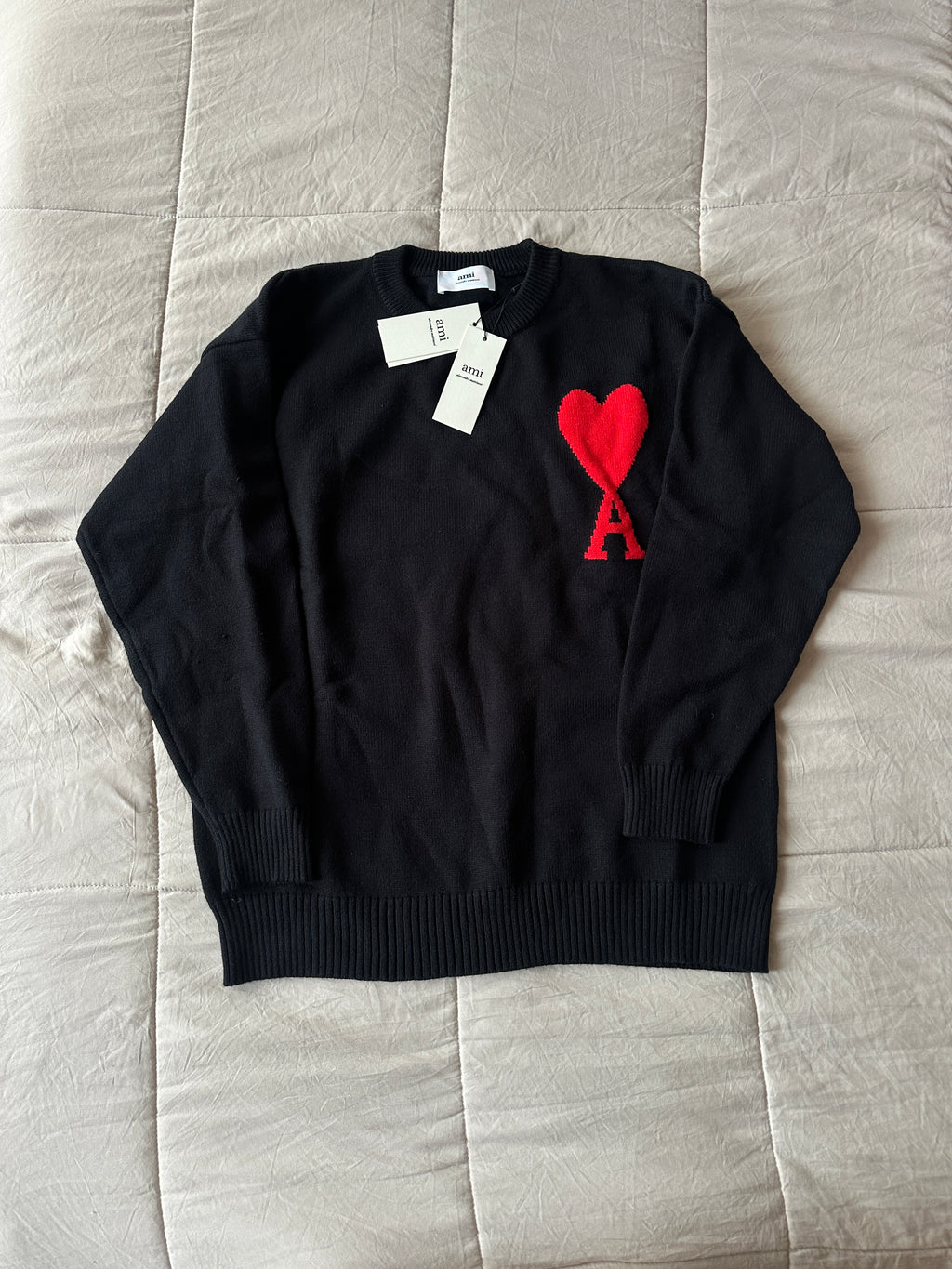 1. Ami Paris — Sweater de Punto Negro, Talla S (única)