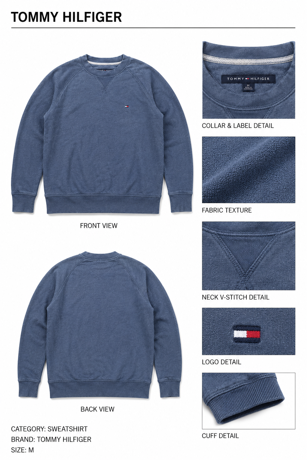 Tommy Hilfiger — Polera Azul, Talla XS
