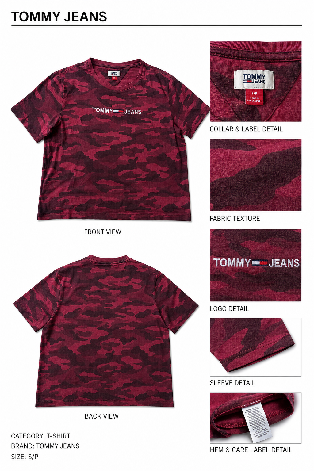Tommy Hilfiger — Seminuevo Polo Camu Dama, Talla S