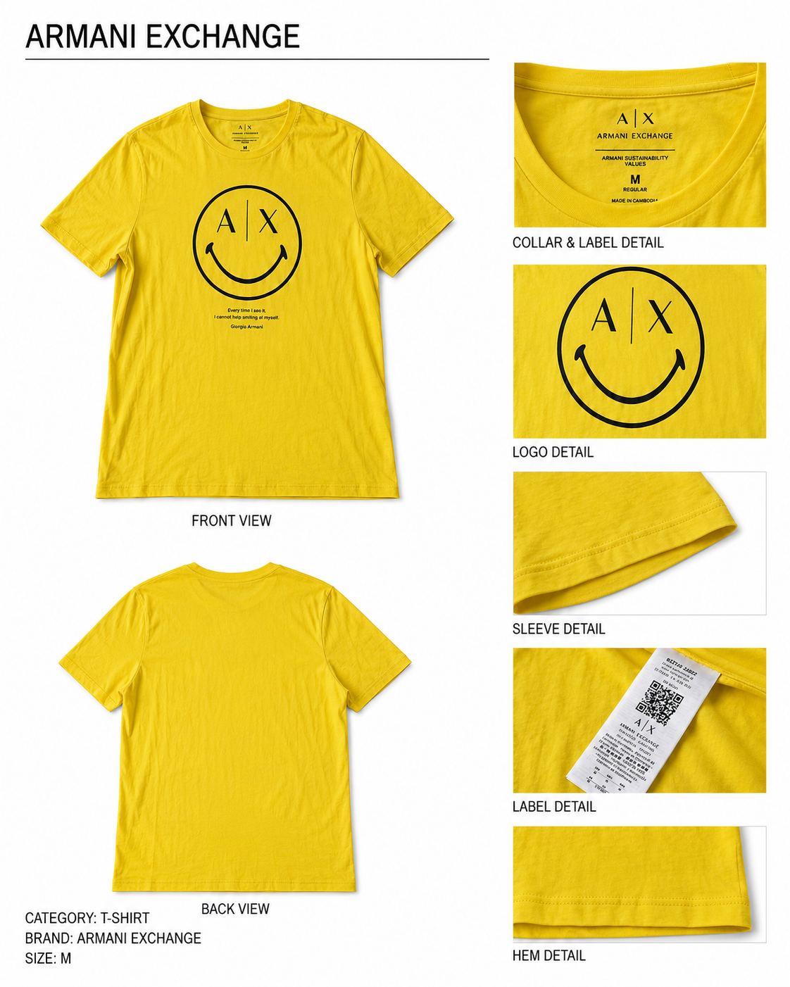 Armani Exchange — Polo Happy Face, Talla M