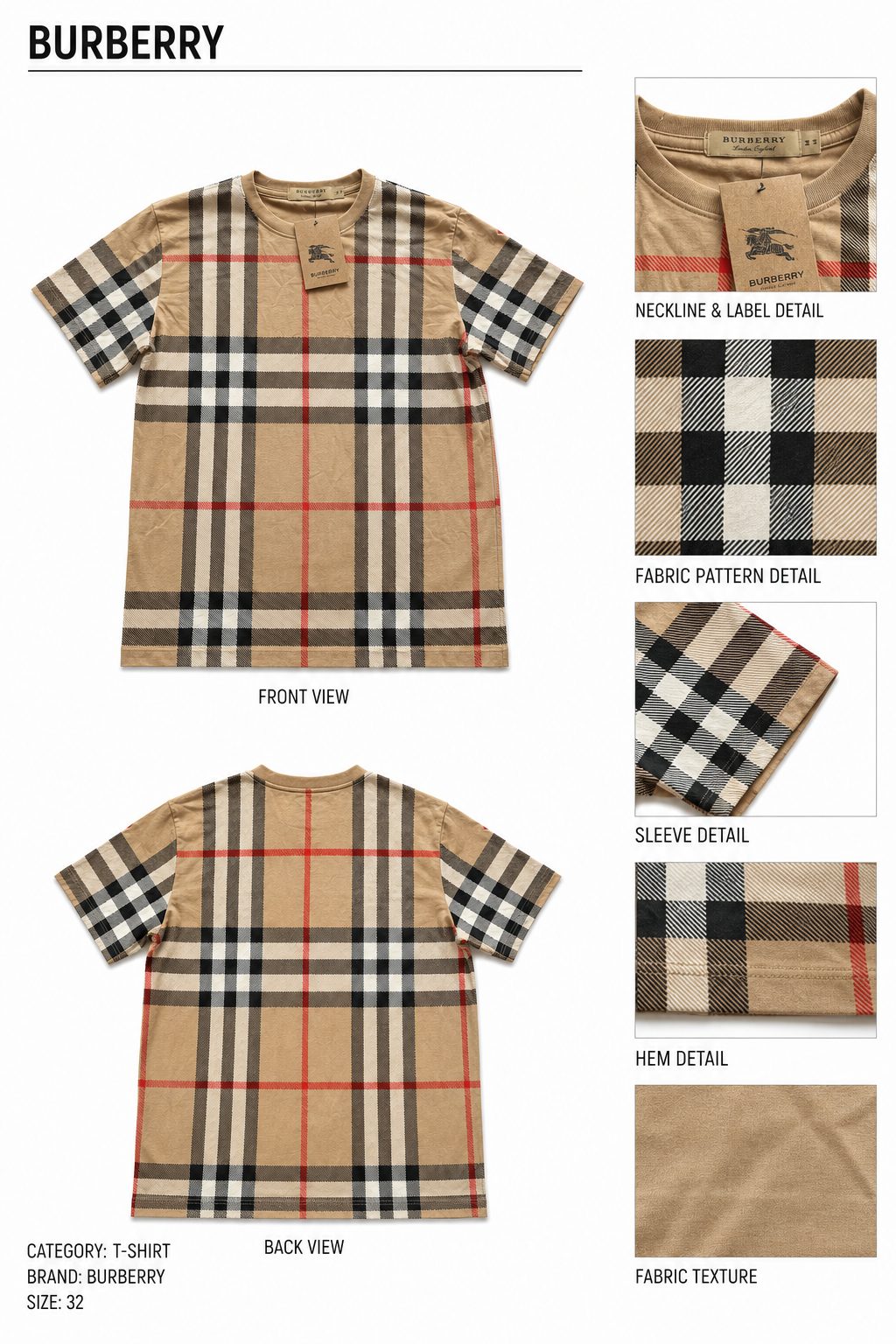 Burberry — Nuevo Polo Beige, Talla M