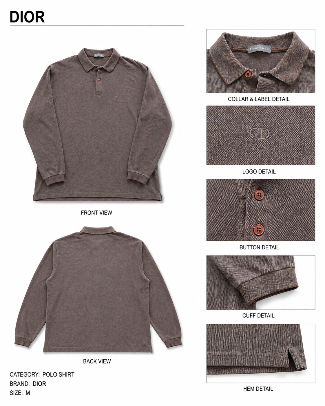 Christian Dior — Polo Camisero, Talla L