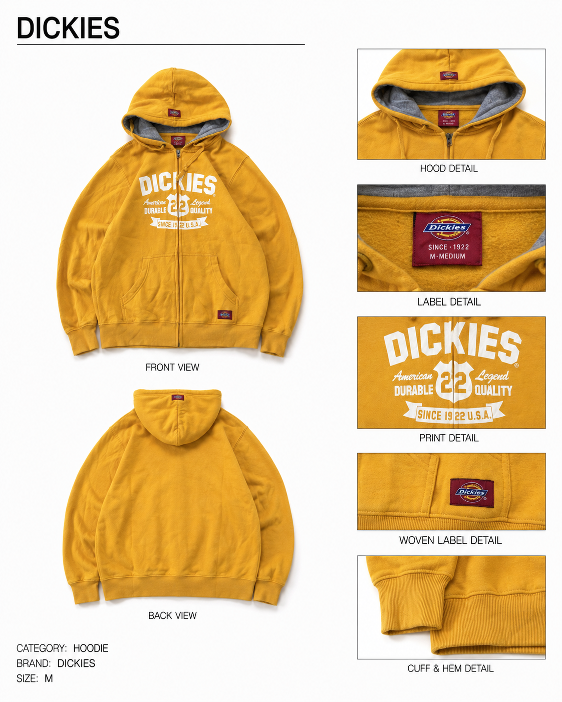 Dickies — Casaca Amarilla, Talla S