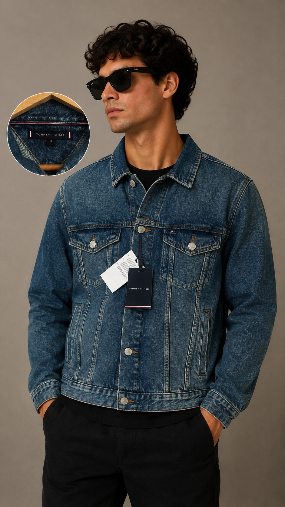 Tommy Hilfiger — Nueva Casaca Mezclilla, Talla L